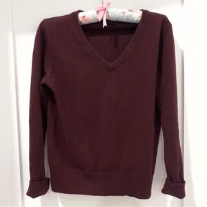 Quince Mongolian Cashmere Rich Burgundy V-Neck Sweater Sz XS
